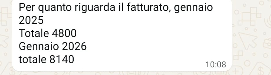 Screenshot messaggio Carlo — fatturato